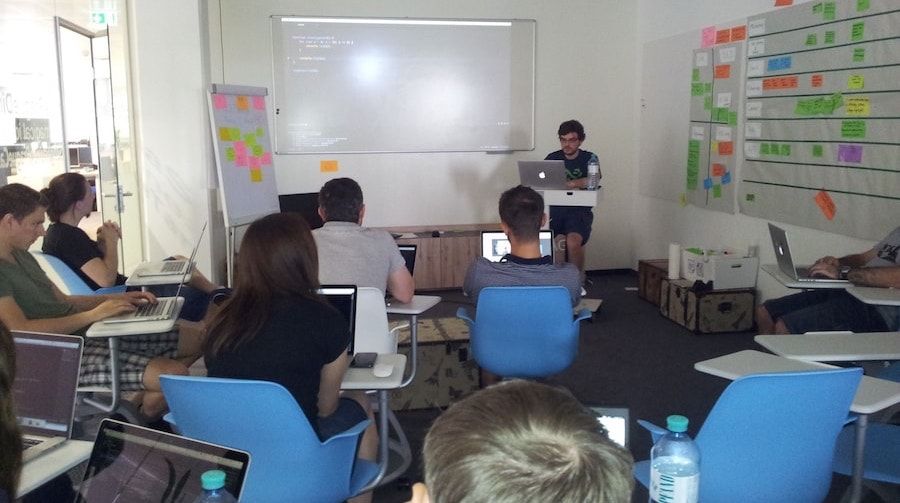 During an ES6 workshop During an ES6 workshop