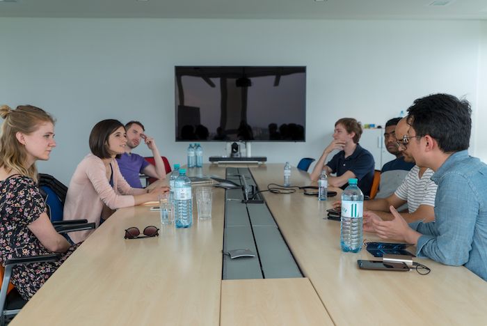 Interview setup showing all participants from trivago and the hackathon
team