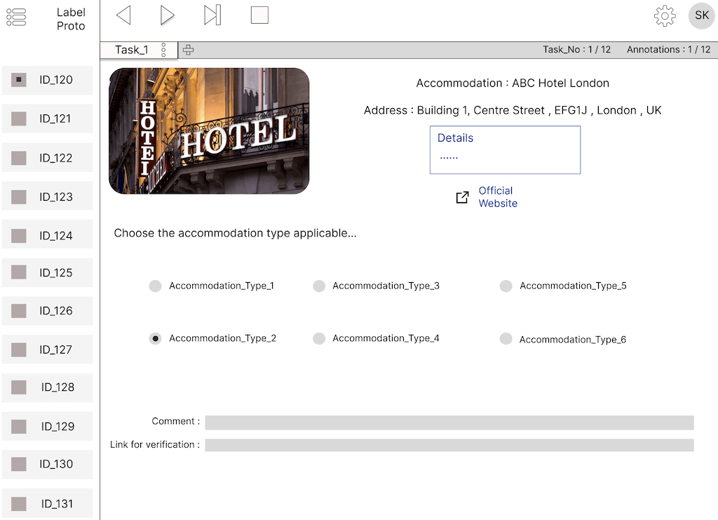 Figure 4: Annotation task design prototype