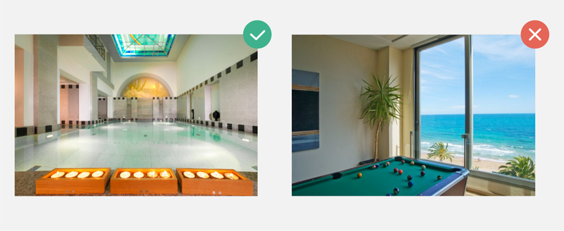 Left: True Positive prediction by the model for the class Pool; Right: False Positive prediction by the model for the class Pool