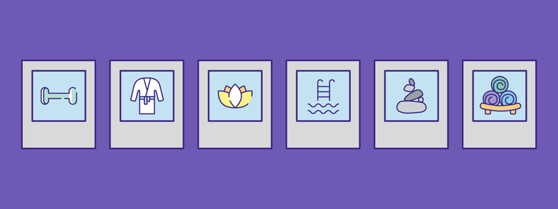 Classes used in this project to define Spa and Wellness in the hotel domain: Sauna, Pool, Gym, Yoga, Hot-tub and Massage