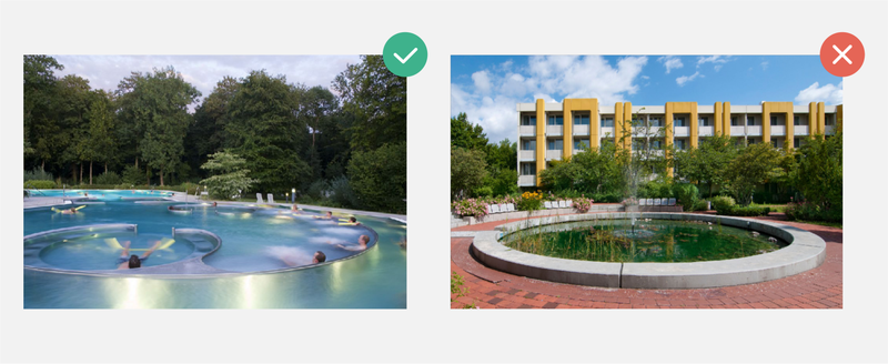 Left: True Positive prediction by the model for the class Hot-tub; Right: False Positive prediction by the model for the class Hot-tub